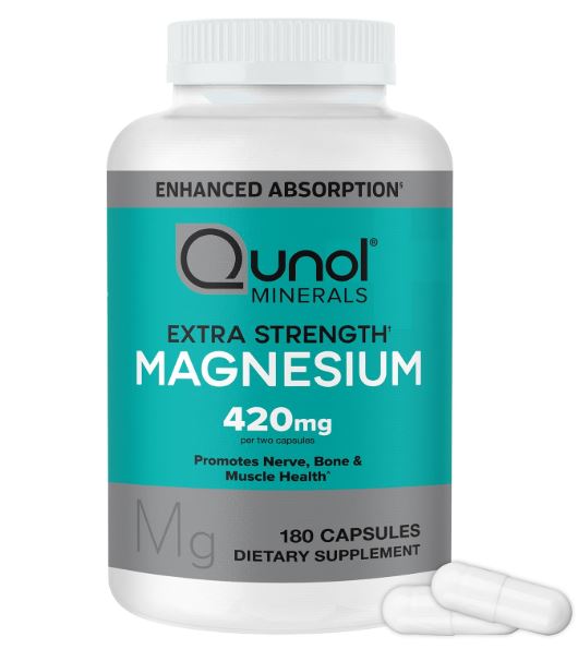 Qunol Magnesium 420mg, Extra Strength, High Absorption, Vegetarian, 180ct