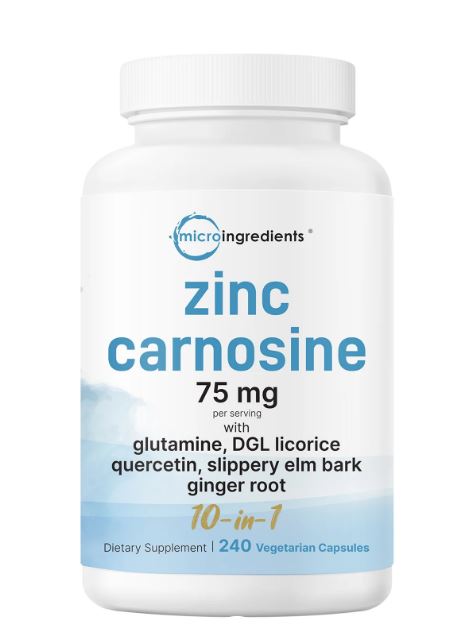 Micro Ingredients Zinc Carnosine 75mg, 240 Veggie Capsules