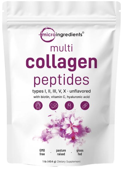 Micro Ingredients Multi Collagen Peptides Powder 1 lb (454 gm)