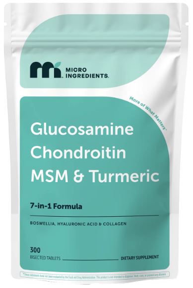 Micro Ingredients Glucosamine Chondroitin MSM and Turmeric (7-in-1 Formula), 300 Bisected Tablets